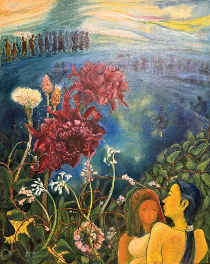 Yoko Nakamura, People Crossing beyond the Flowers
