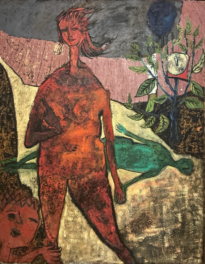 Yoko Nakamura, The Red Figure Passing the Clock Tree